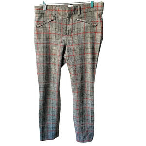 GAP Plaid Trousers Narrow Leg  Straight Leg Black Red Pinstripe Size 4